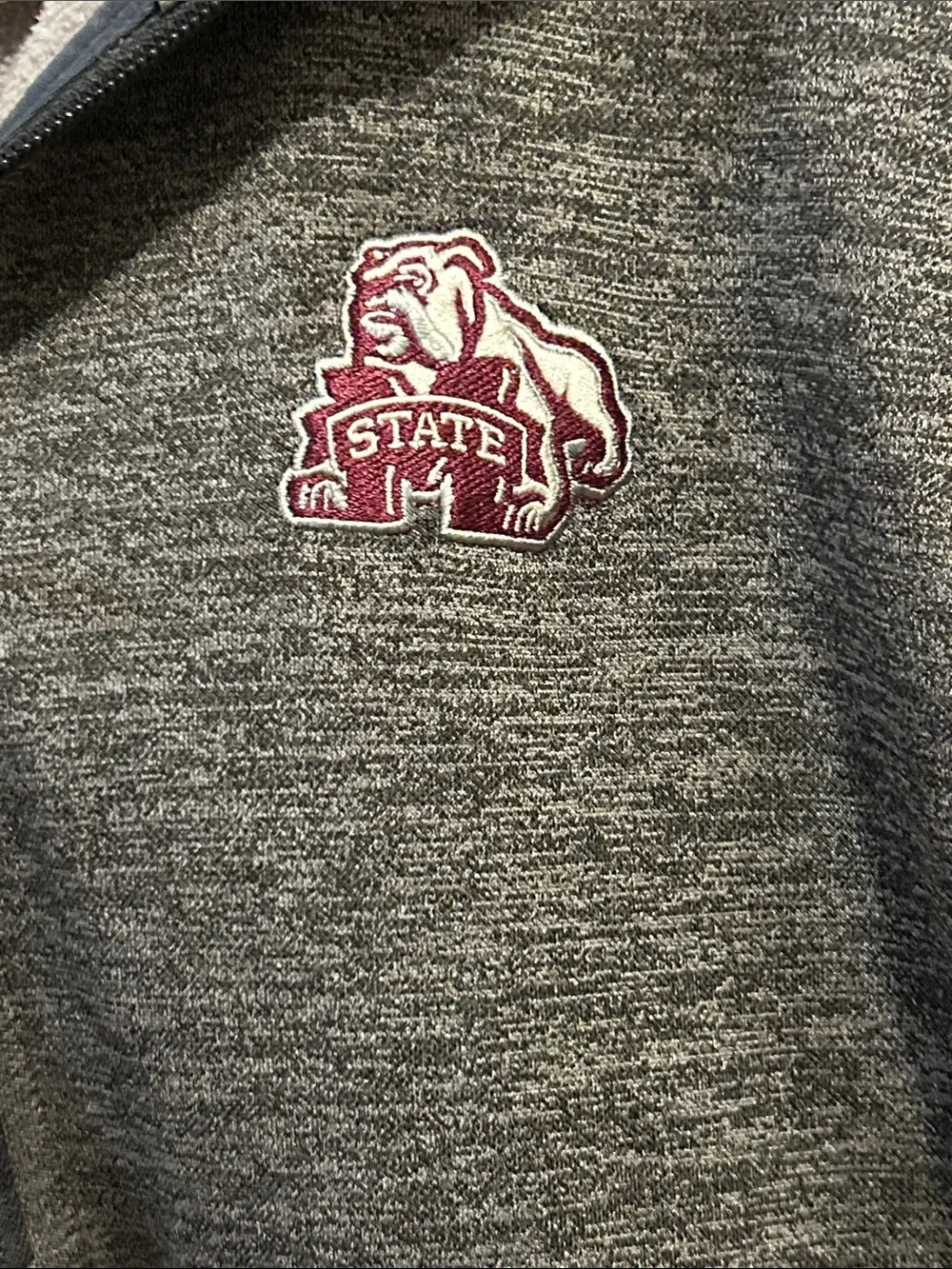 Adidas Team Issue Mississippi State Bulldogs 1/4 Zip Fleece Jacket Gray Men M